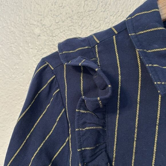 Scotch & Soda Ruffle Pinstripe Zip Shirt Jacket Small - Picture 5 of 7